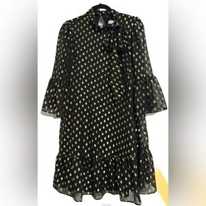 Calvin Klein Women Black Dress with Gold dots